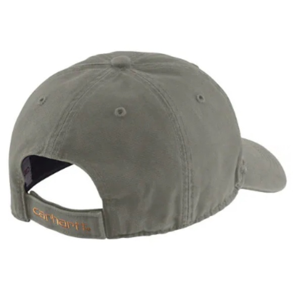Carhartt Hat Cap Dusty Olive Canvas Outdoor Dad Workwear Hook & Loop Strapback - Picture 2 of 5